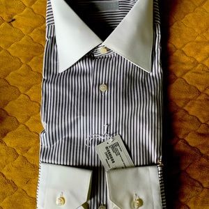 Stefano Ricci long sleeved strip black and white long sleeved shirt